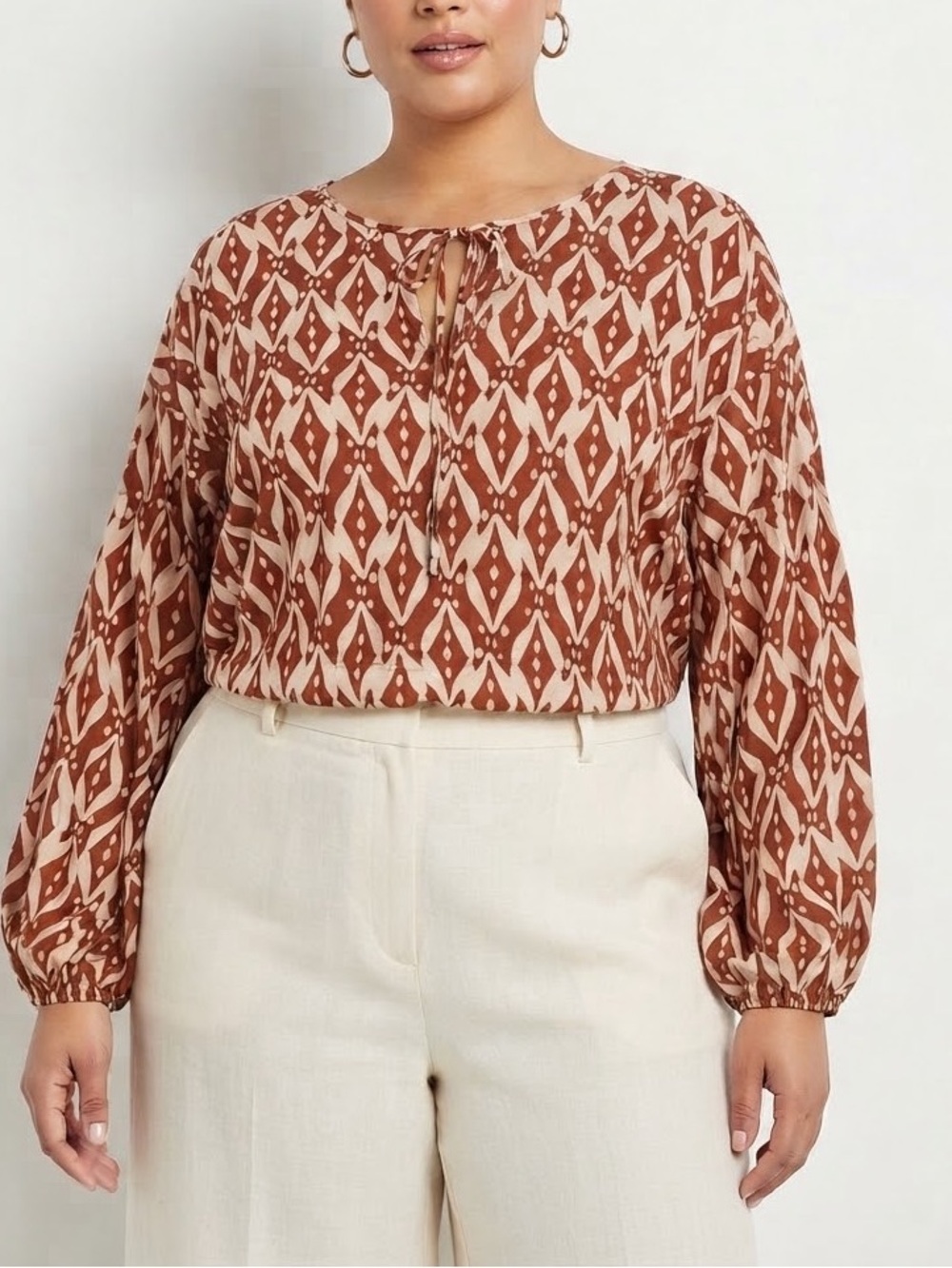 NWT Eloquii Elements Ikat Geometric Blouse Size 24 | Plus Size Boho Chic Retro🩷